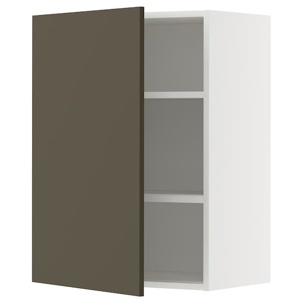 METOD - Wall cabinet with shelves, white/Havstorp brown-beige, 60x80 cm