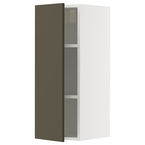 METOD wall cabinet with shelves, white/Havstorp brown-beige, 30x80 cm