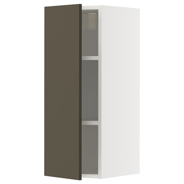 METOD - Wall cabinet with shelves, white/Havstorp brown-beige, 30x80 cm