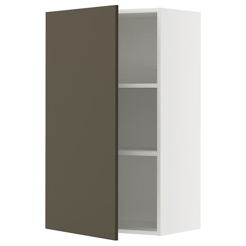METOD wall cabinet with shelves, white/Havstorp brown-beige, 60x100 cm