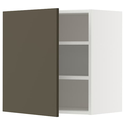 METOD wall cabinet with shelves, white/Havstorp brown-beige, 60x60 cm