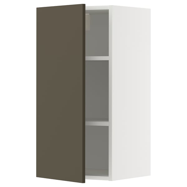 METOD wall cabinet with shelves, white/Havstorp brown-beige, 40x80 cm