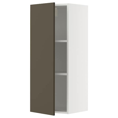 METOD wall cabinet with shelves, white/Havstorp brown-beige, 40x100 cm
