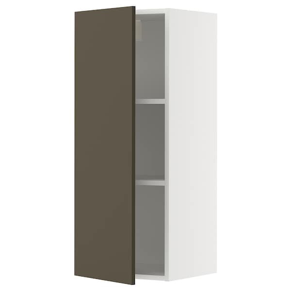 METOD - Wall cabinet with shelves, white/Havstorp brown-beige, 40x100 cm