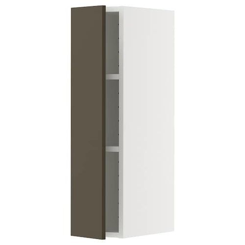METOD wall cabinet with shelves, white/Havstorp brown-beige, 20x80 cm