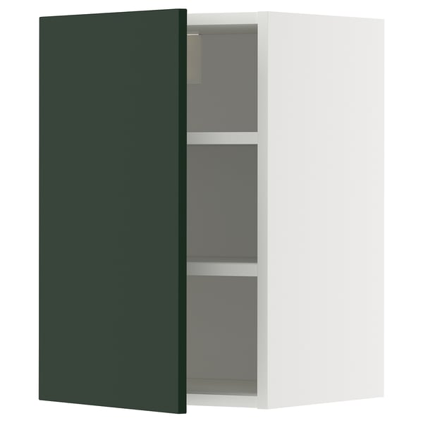 METOD wall cabinet with shelves, white/Havstorp deep green, 40x60 cm