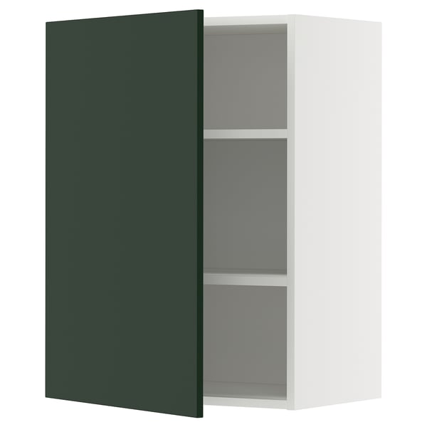METOD wall cabinet with shelves, white/Havstorp deep green, 60x80 cm