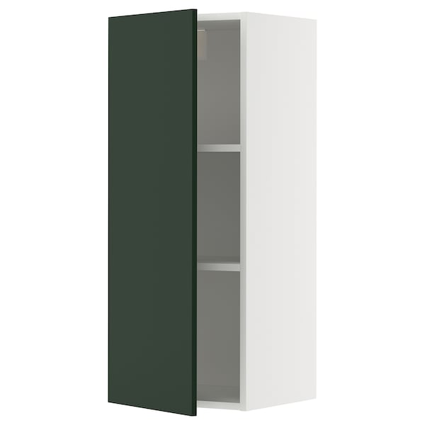 METOD - Wall cabinet with shelves, white/Havstorp deep green, 40x100 cm