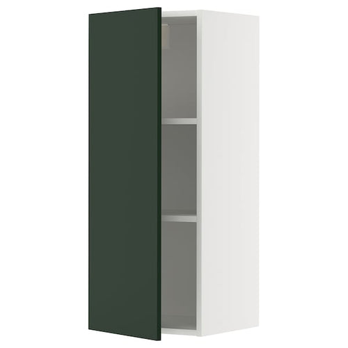 METOD wall cabinet with shelves, white/Havstorp deep green, 40x100 cm