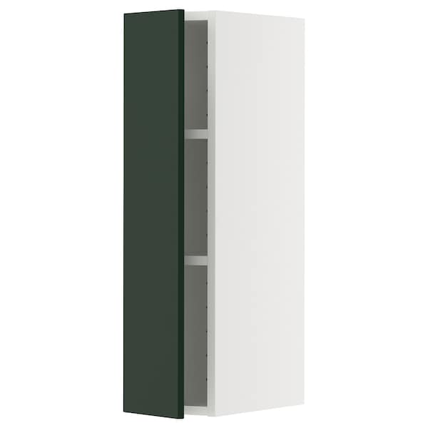 METOD - Wall cabinet with shelves, white/Havstorp deep green, 20x80 cm