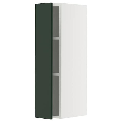 METOD wall cabinet with shelves, white/Havstorp deep green, 20x80 cm