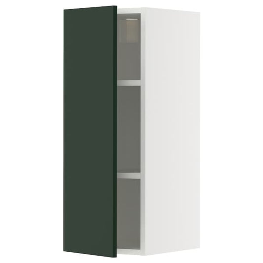METOD - Wall cabinet with shelves, white/Havstorp deep green, 30x80 cm