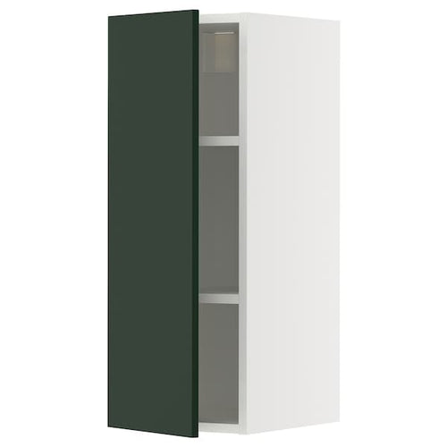 METOD wall cabinet with shelves, white/Havstorp deep green, 30x80 cm