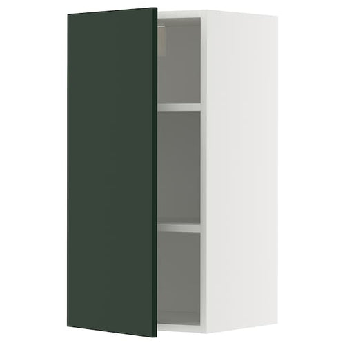 METOD wall cabinet with shelves, white/Havstorp deep green, 40x80 cm