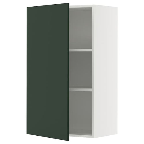 METOD wall cabinet with shelves, white/Havstorp deep green, 60x100 cm