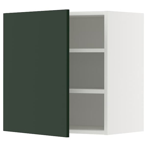 METOD wall cabinet with shelves, white/Havstorp deep green, 60x60 cm