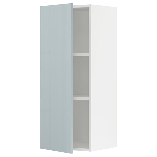 METOD - METOD Wall cabinet with shelves, white/Kallarp light grey-blue, 40x100 cm