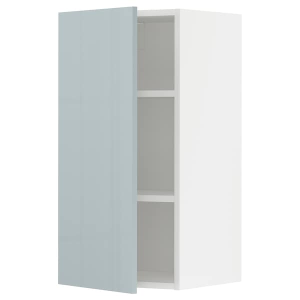 METOD - Wall cabinet with shelves, white/Kallarp light grey-blue, 40x80 cm