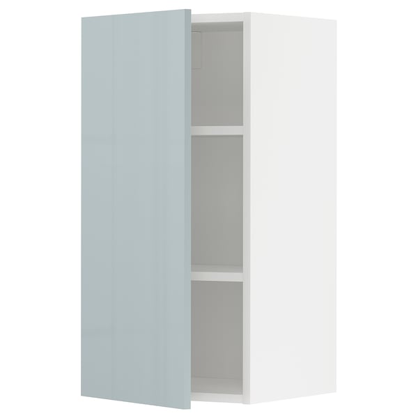 METOD - METOD Wall cabinet with shelves, white/Kallarp light grey-blue, 40x80 cm