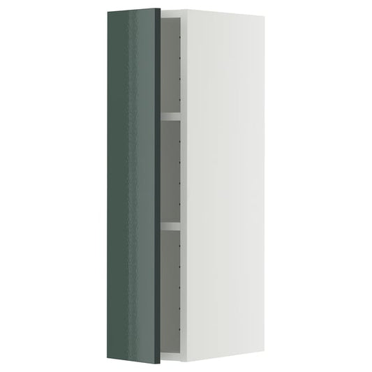 METOD - METOD Wall cabinet with shelves, white/Kallarp high-gloss dark grey-green, 20x80 cm