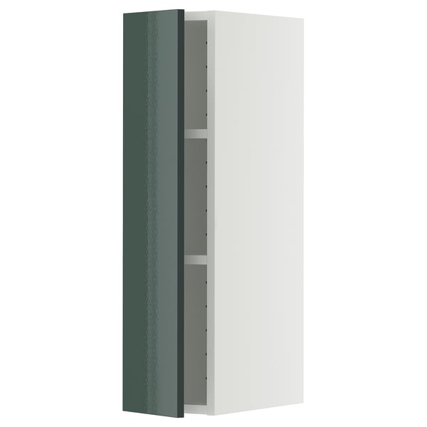 METOD - METOD Wall cabinet with shelves, white/Kallarp high-gloss dark grey-green, 20x80 cm