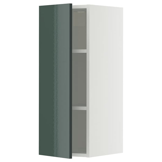 METOD - METOD Wall cabinet with shelves, white/Kallarp high-gloss dark grey-green, 30x80 cm
