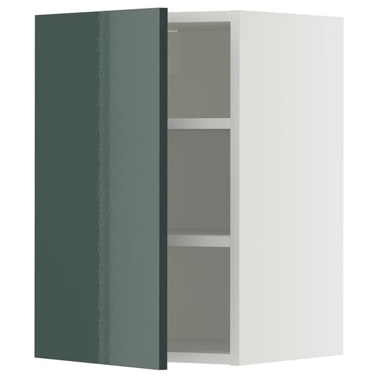 METOD - METOD Wall cabinet with shelves, white/Kallarp high-gloss dark grey-green, 40x60 cm