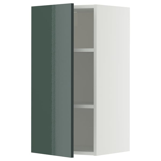 METOD - METOD Wall cabinet with shelves, white/Kallarp high-gloss dark grey-green, 40x80 cm