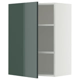 METOD wall cabinet with shelves, white/Kallarp high-gloss dark grey-green, 60x80 cm