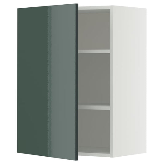 METOD - METOD Wall cabinet with shelves, white/Kallarp high-gloss dark grey-green, 60x80 cm