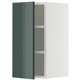 METOD wall cabinet with shelves, white/Kallarp high-gloss dark grey-green, 30x60 cm