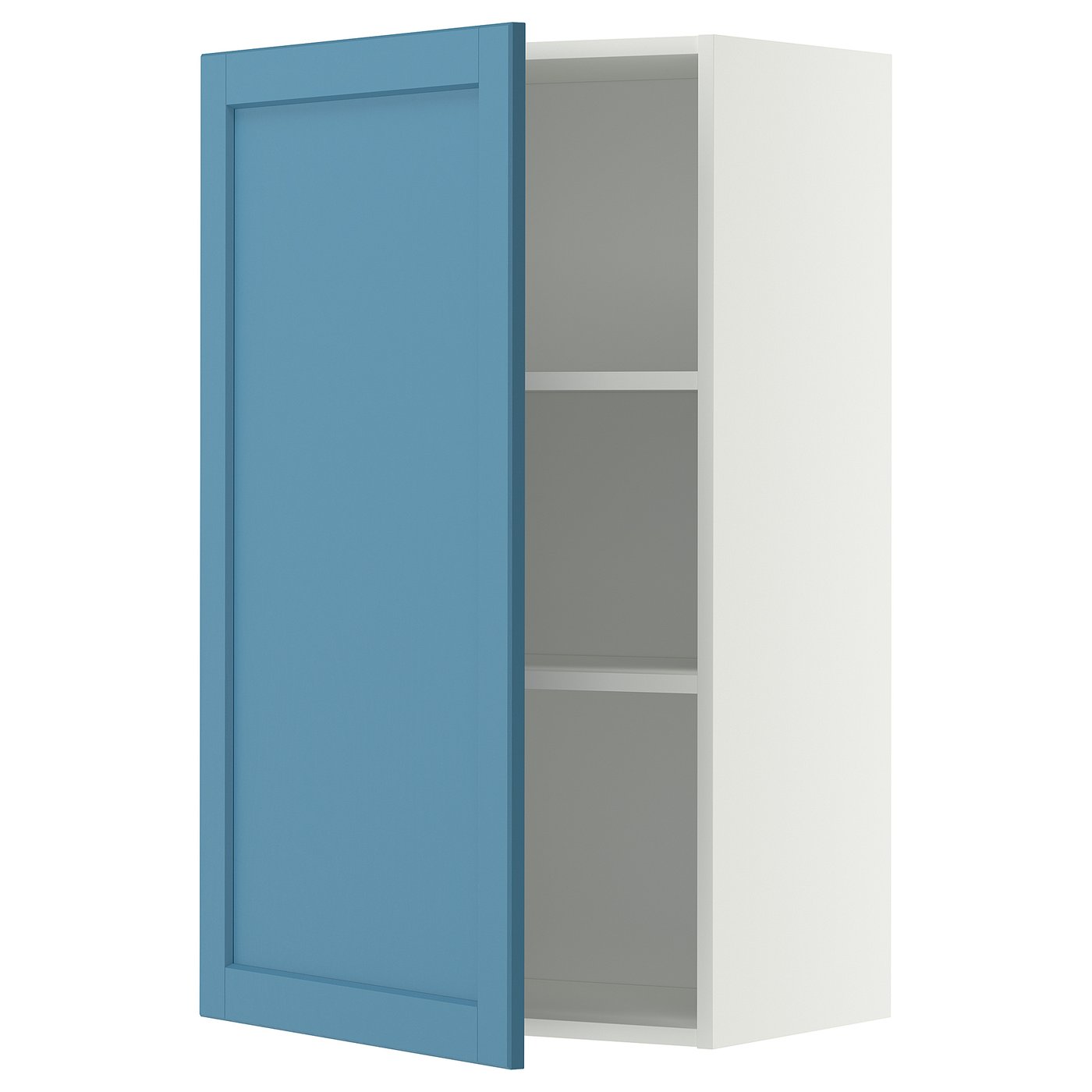 METOD wall cabinet with shelves, white/Lerhyttan blue, 60x100 cm
