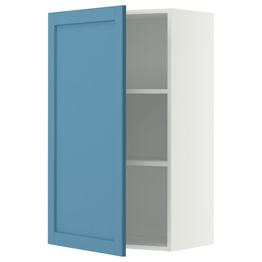 METOD wall cabinet with shelves, white/Lerhyttan blue, 60x100 cm
