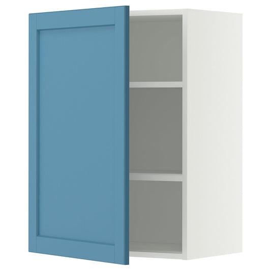 METOD wall cabinet with shelves, white/Lerhyttan blue, 60x80 cm