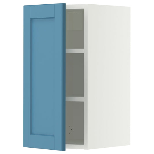 METOD wall cabinet with shelves, white/Lerhyttan blue, 30x60 cm