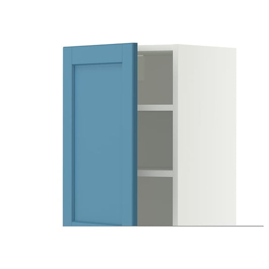 METOD wall unit with shelves, white/Lerhyttan blue, 40x60 cm