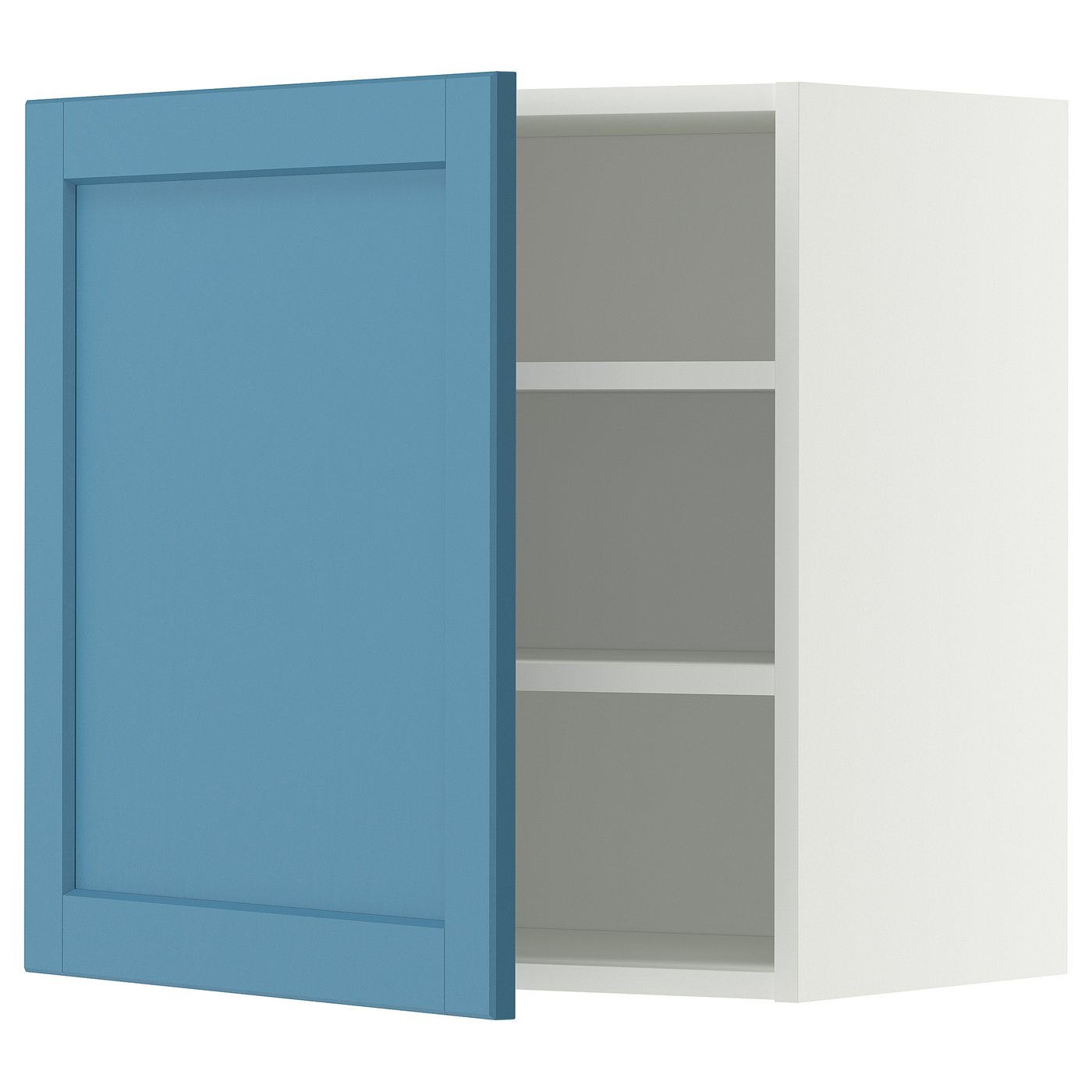 METOD wall cabinet with shelves, white/Lerhyttan blue, 60x60 cm