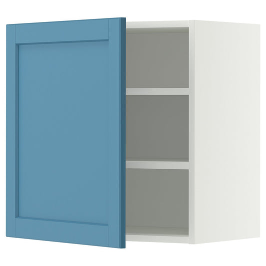 METOD wall cabinet with shelves, white/Lerhyttan blue, 60.0x60.0x38.9 cm