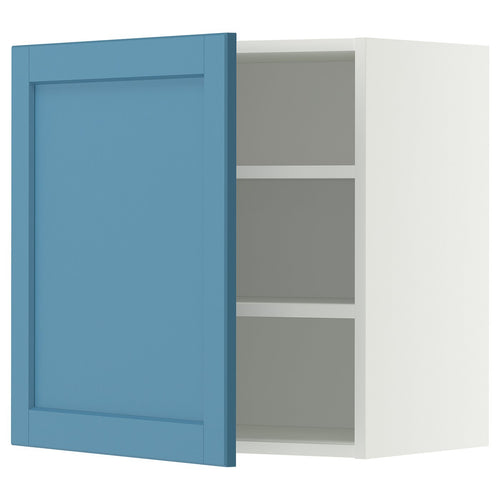 METOD wall cabinet with shelves, white/Lerhyttan blue, 60.0x60.0x38.9 cm