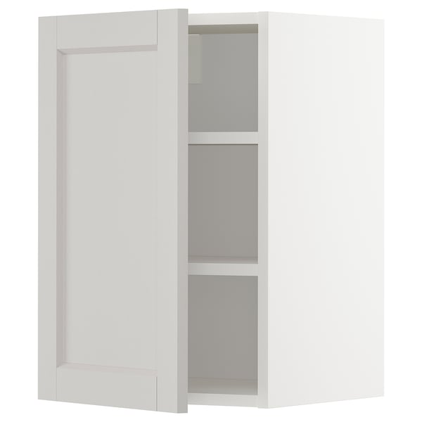 METOD - METOD Wall cabinet with shelves, white/Lerhyttan light grey, 40x60 cm