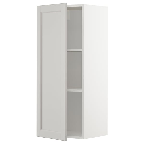 METOD wall cabinet with shelves, white/Lerhyttan light grey, 40x100 cm