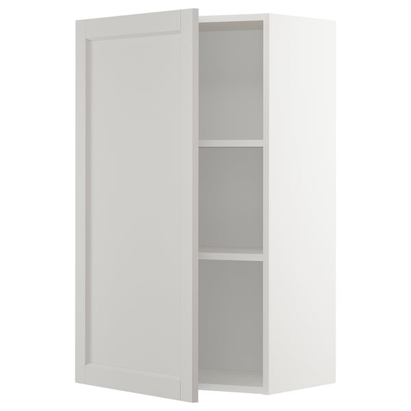 METOD wall cabinet with shelves, white/Lerhyttan light grey, 60x100 cm