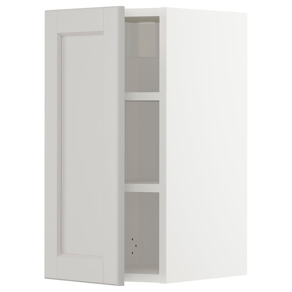 METOD wall cabinet with shelves, white/Lerhyttan light grey, 30x60 cm