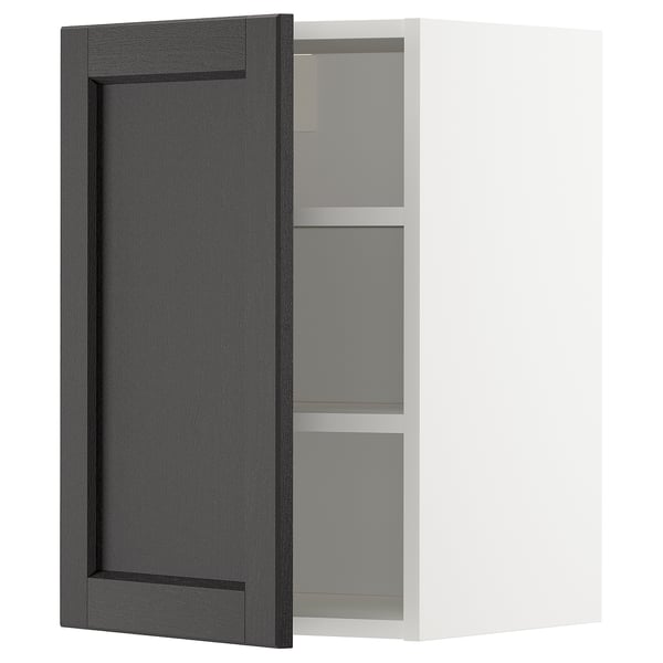 METOD - METOD Wall cabinet with shelves, white/Lerhyttan black stained, 40x60 cm