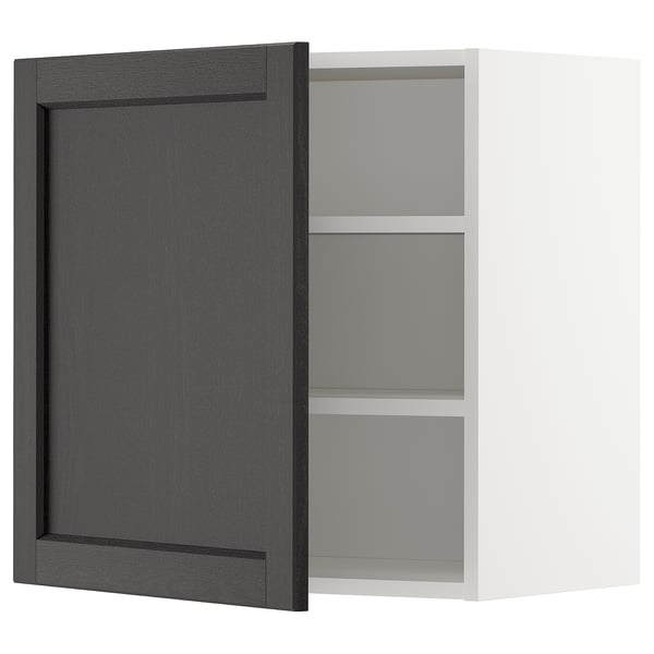 METOD wall cabinet with shelves, white/Lerhyttan black stained, 60x60 cm