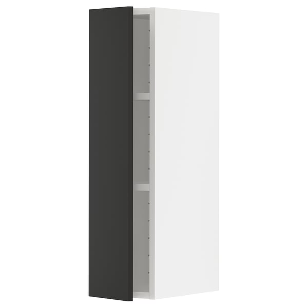METOD wall cabinet with shelves, white/Nickebo matt anthracite, 20x80 cm