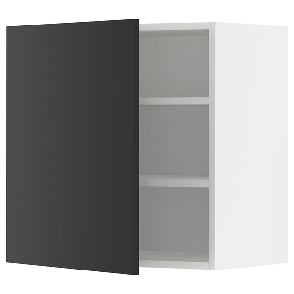 METOD wall cabinet with shelves, white/Nickebo matt anthracite, 60x60 cm