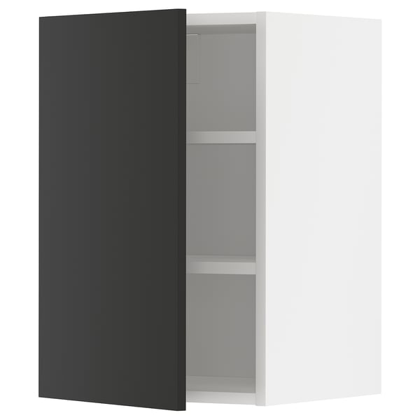 METOD wall cabinet with shelves, white/Nickebo matt anthracite, 40x60 cm