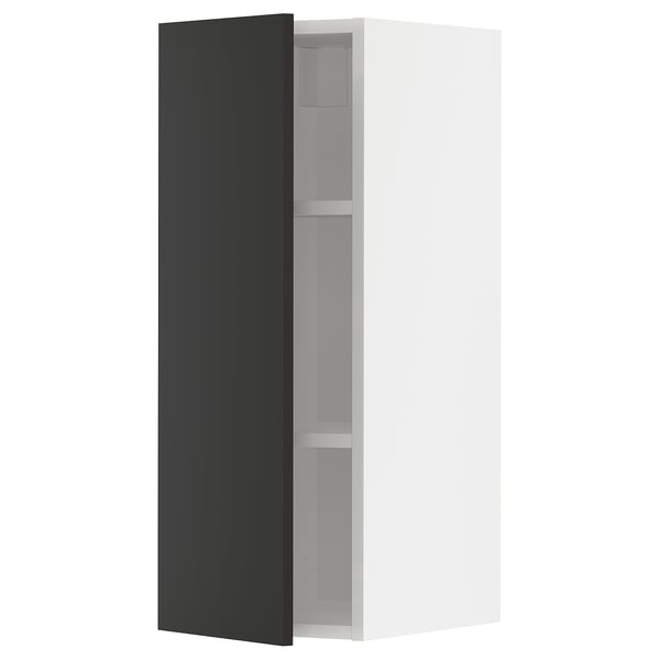 METOD wall cabinet with shelves, white/Nickebo matt anthracite, 30x80 cm