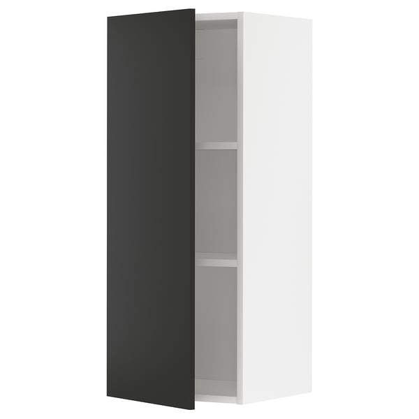 METOD - METOD Wall cabinet with shelves, white/Nickebo matt anthracite, 40x100 cm
